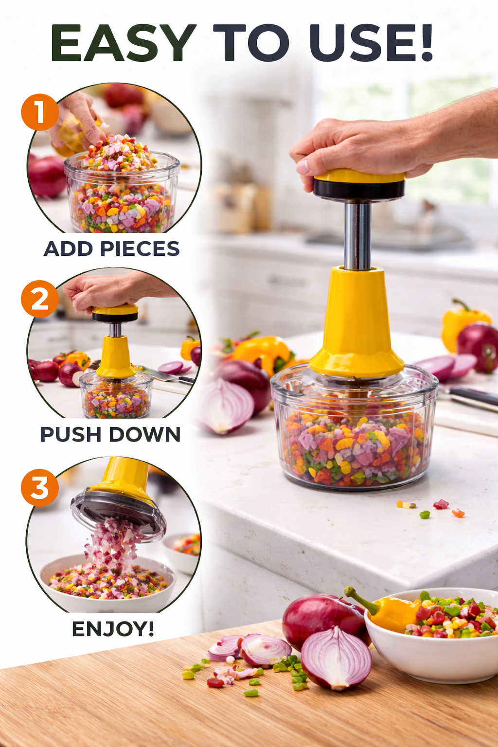 Quick & Easy Onion & Veg Push Chopper