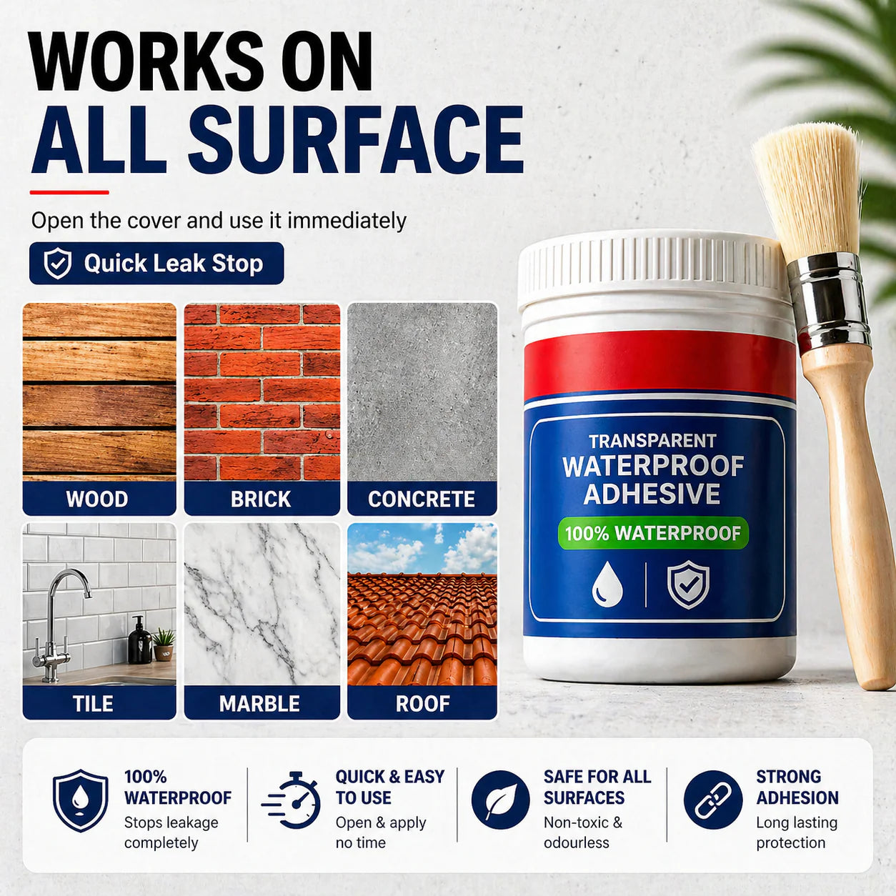 💧Buy 1 Get 1 FREE – Transparent Waterproof Glue + Free Brush!🔥