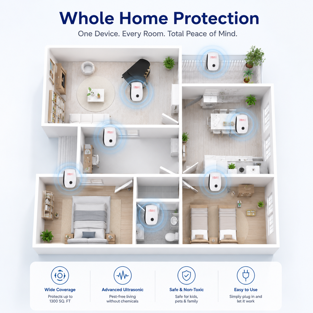 Pest Reject™ – Powerful Ultrasonic Pest Repeller(Buy 1 Get 1 Free)